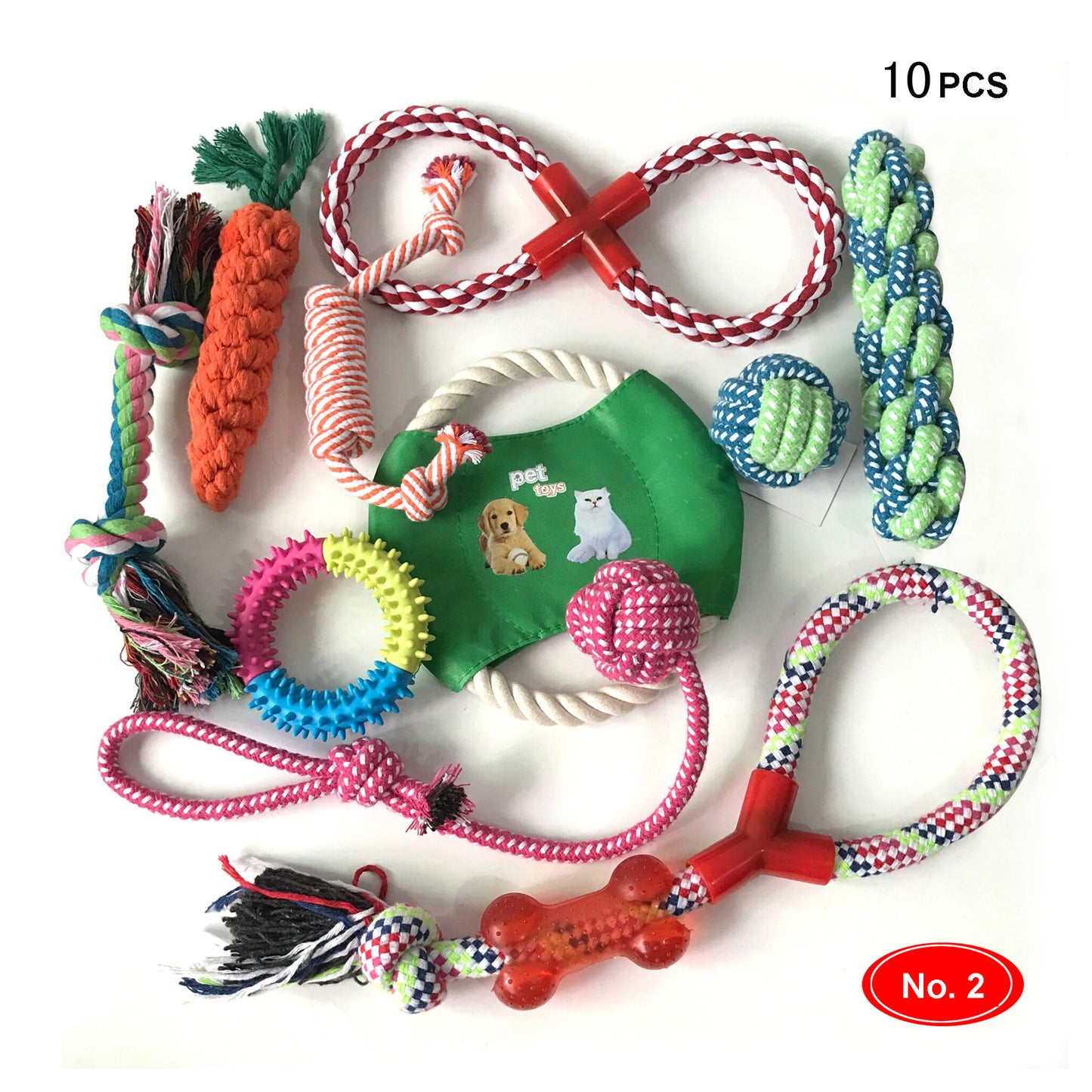 Durable Braided Rope Toys Dog and Puppy Gift Set