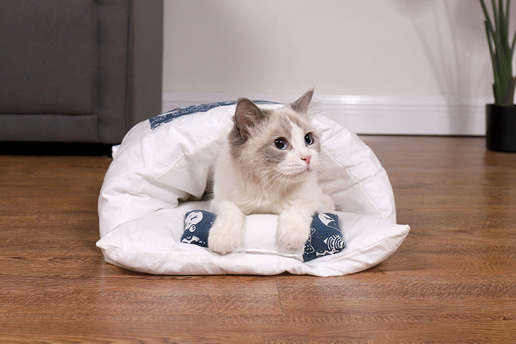 Cozy Foldable Pet Nest Bed for Winter