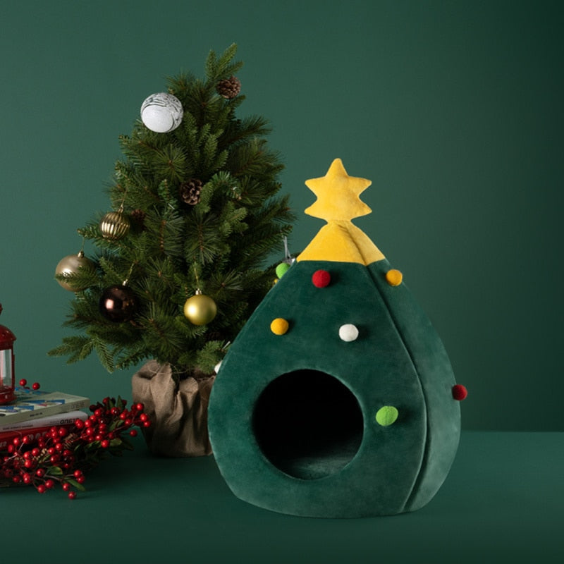 Christmas Tree Cat Bed Nest