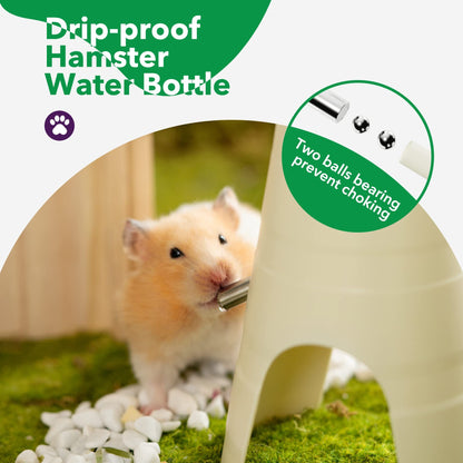 Hamster Water Bottle Stand Hideout 150ml Drip-Proof Drinking Station Gerbil Habitat Accessories