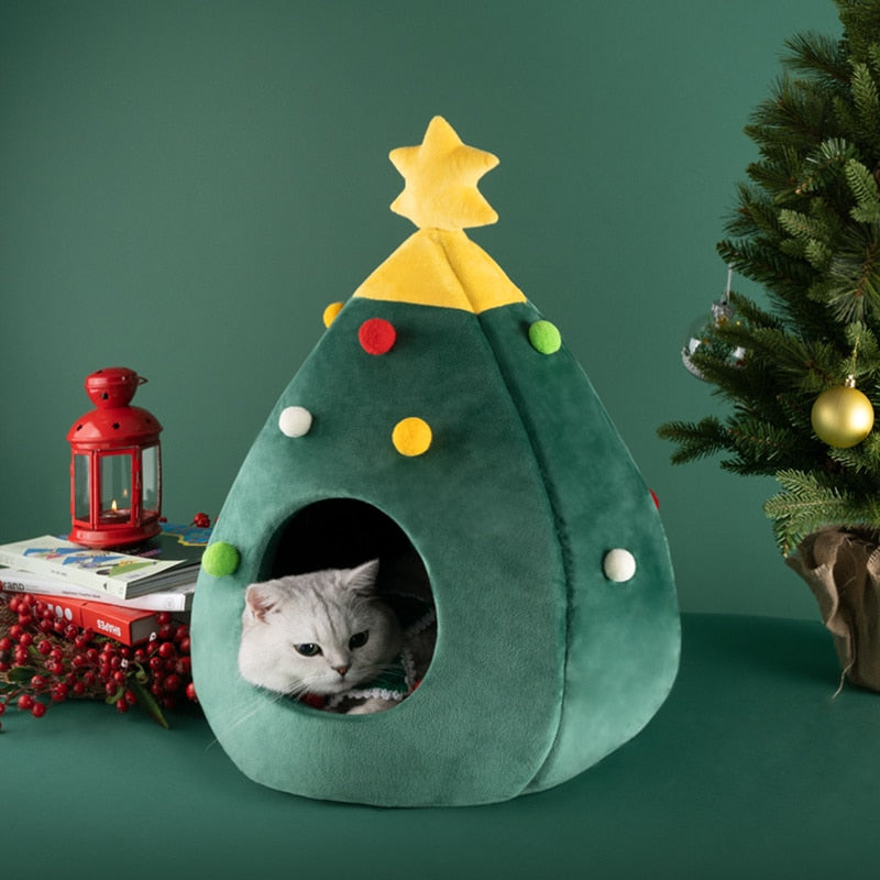 Christmas Tree Cat Bed Nest