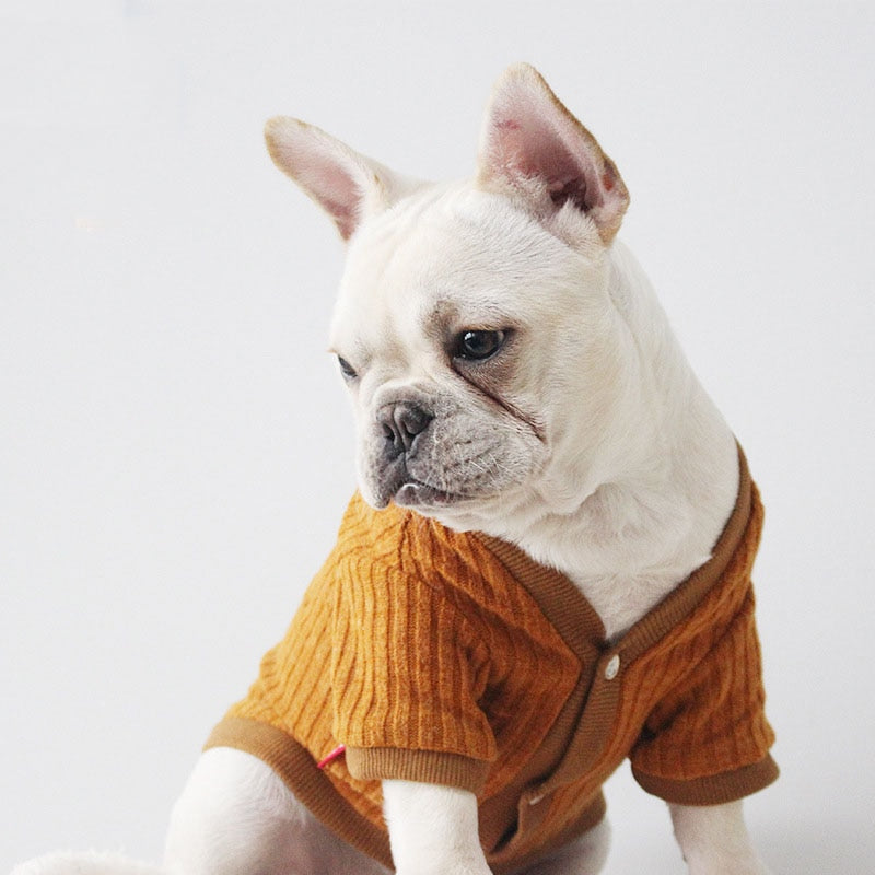 French Bulldog Sweater Summer Dog Clothes for Small Dogs Chihuahua Cardigan Outfit Cotton Coat for Pug Dog Pet Jacket Apparel