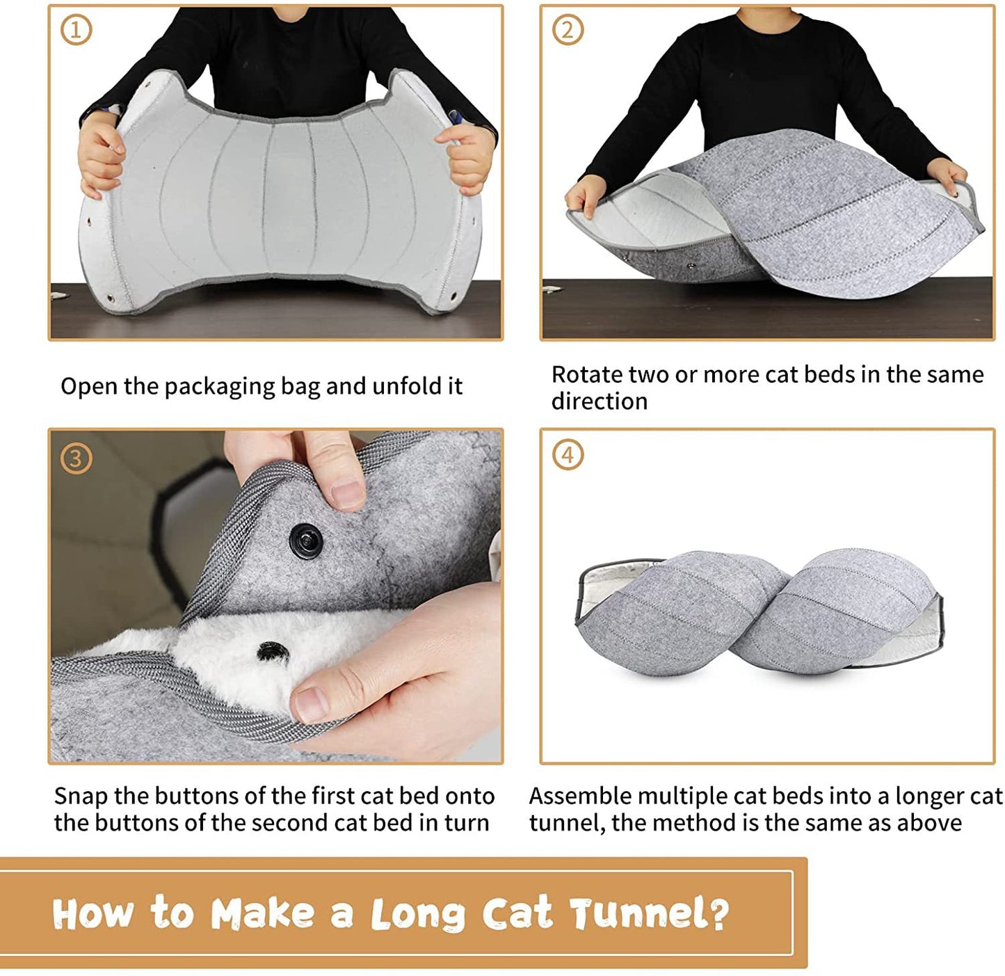 Flexible Tunnel Shaped Cat Cave