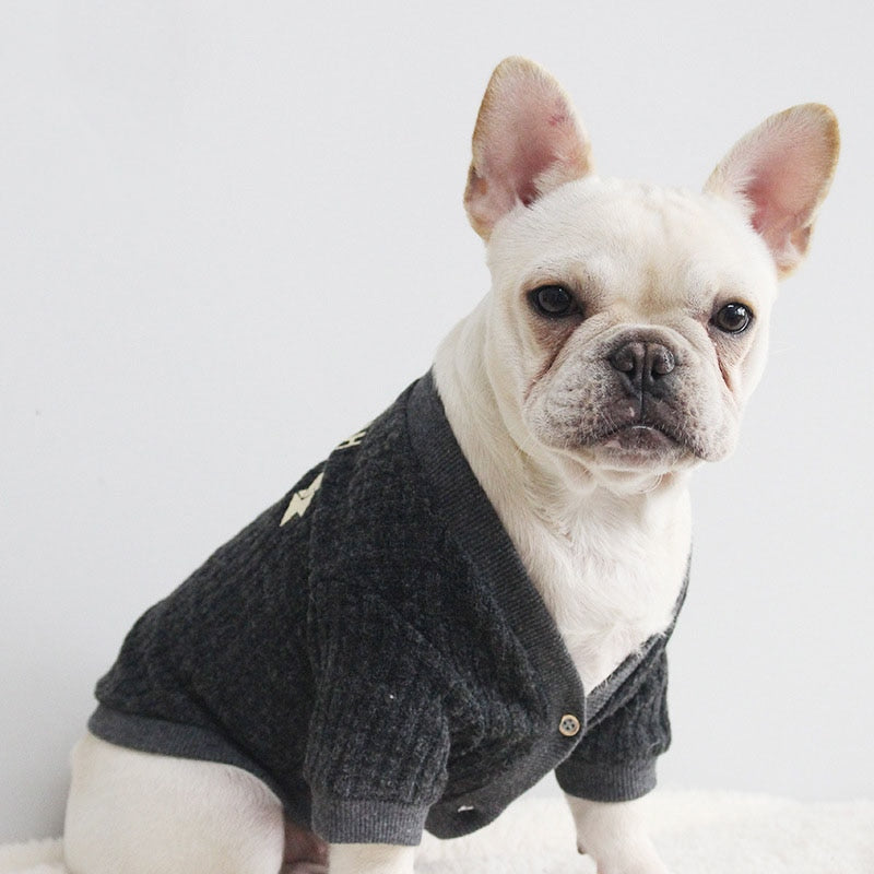 French Bulldog Sweater Summer Dog Clothes for Small Dogs Chihuahua Cardigan Outfit Cotton Coat for Pug Dog Pet Jacket Apparel