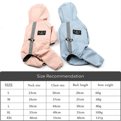 Impermeable Perro Dog Clothes Jacket Waterproof Mesh Breathable Sweat-Absorbent Reflective Dog Raincoat Coat Roupa Puppy Abrigo