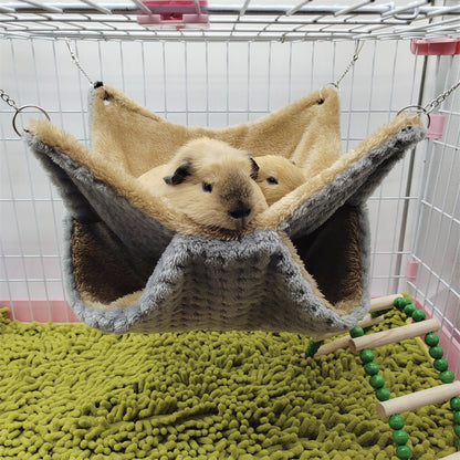 Ultra-Comfy Fleece Hammock for Small Pets Cage Space