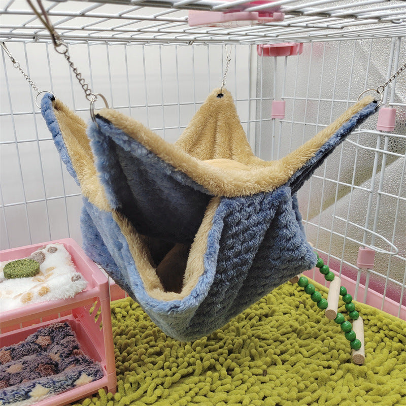 Ultra-Comfy Fleece Hammock for Small Pets Cage Space