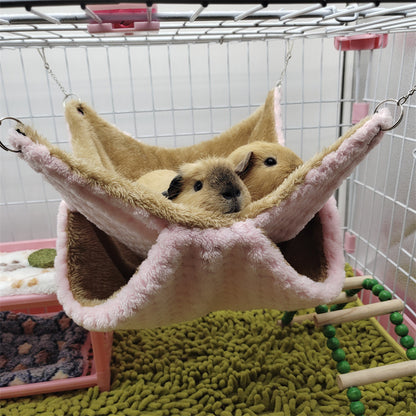 Ultra-Comfy Fleece Hammock for Small Pets Cage Space