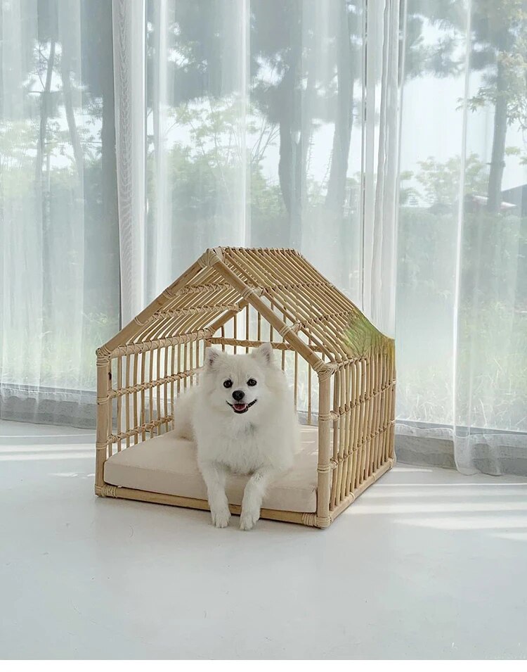 Boho Rattan Woven Pet Nest for Small Pets