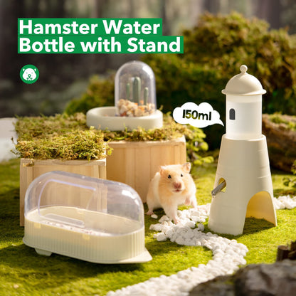 Hamster Water Bottle Stand Hideout 150ml Drip-Proof Drinking Station Gerbil Habitat Accessories