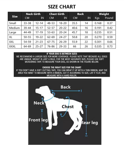 the size chart for a dog's collar and leash