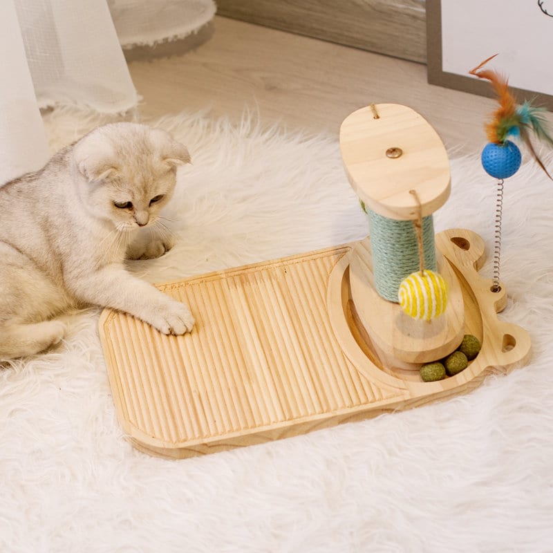 Cat Scratcher Interactive Maze Ball Toy, Turntable multi-functional Cat Kitten Toy with Mint Balls